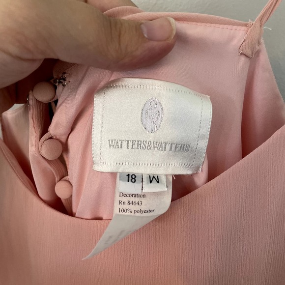 Watters & Watters Pink Chiffon Maxi Bridesmaids Dress in Morganite Size 18W - Picture 8 of 10